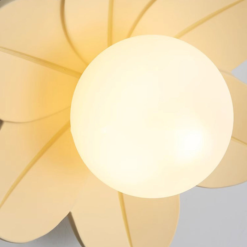 Contemporary Scandinavian Resin Metal Glass Flower Ball 1-Light Semi-Flush Ceiling Light Hallway