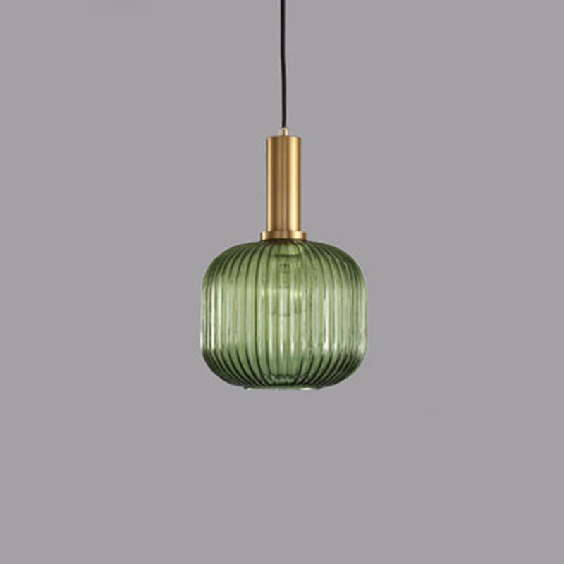 Contemporary Scandinavian Metal Glass Cylinder Lantern Pendant Light - 1-Light for Dining Room