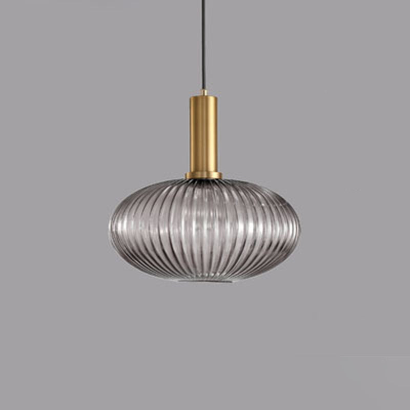Contemporary Scandinavian Metal Glass Cylinder Lantern Pendant Light - 1-Light for Dining Room