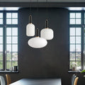 Contemporary Scandinavian Metal Glass Cylinder Lantern Pendant Light - 1-Light for Dining Room