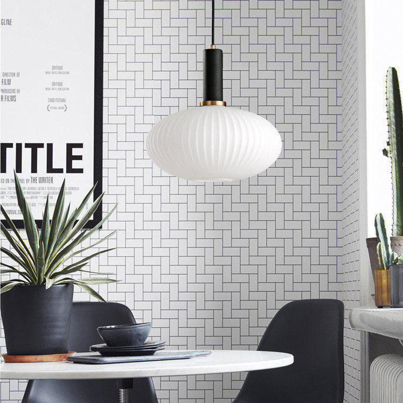 Contemporary Scandinavian Metal Glass Cylinder Lantern Pendant Light - 1-Light for Dining Room