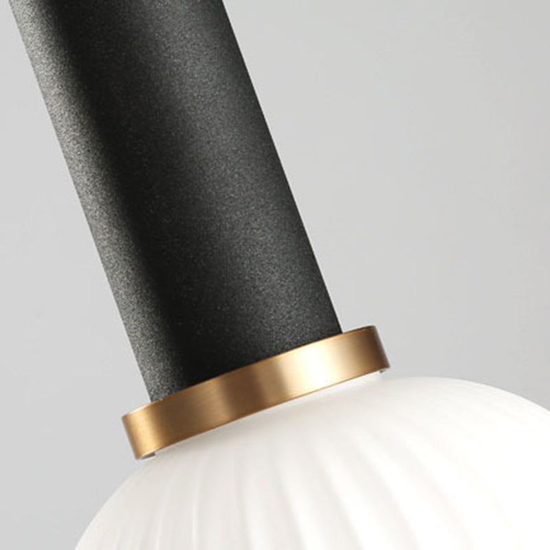 Contemporary Scandinavian Metal Glass Cylinder Lantern Pendant Light - 1-Light for Dining Room