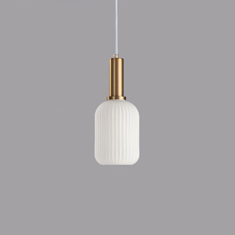 Contemporary Scandinavian Metal Glass Cylinder Lantern Pendant Light - 1-Light for Dining Room