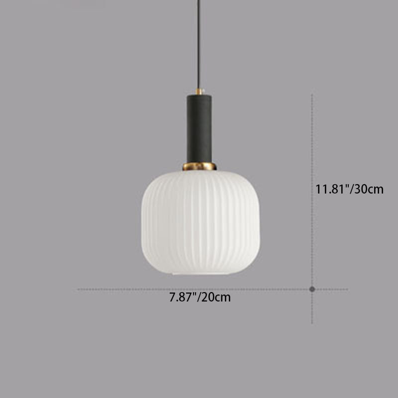 Contemporary Scandinavian Metal Glass Cylinder Lantern Pendant Light - 1-Light for Dining Room