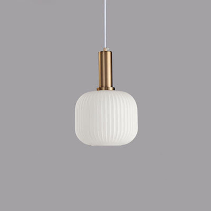 Contemporary Scandinavian Metal Glass Cylinder Lantern Pendant Light - 1-Light for Dining Room