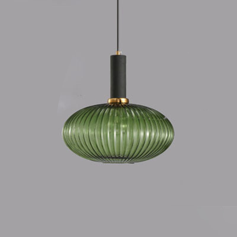 Contemporary Scandinavian Metal Glass Cylinder Lantern Pendant Light - 1-Light for Dining Room