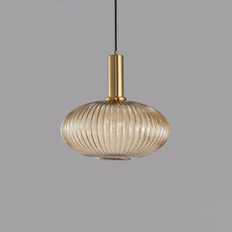 Contemporary Scandinavian Metal Glass Cylinder Lantern Pendant Light - 1-Light for Dining Room