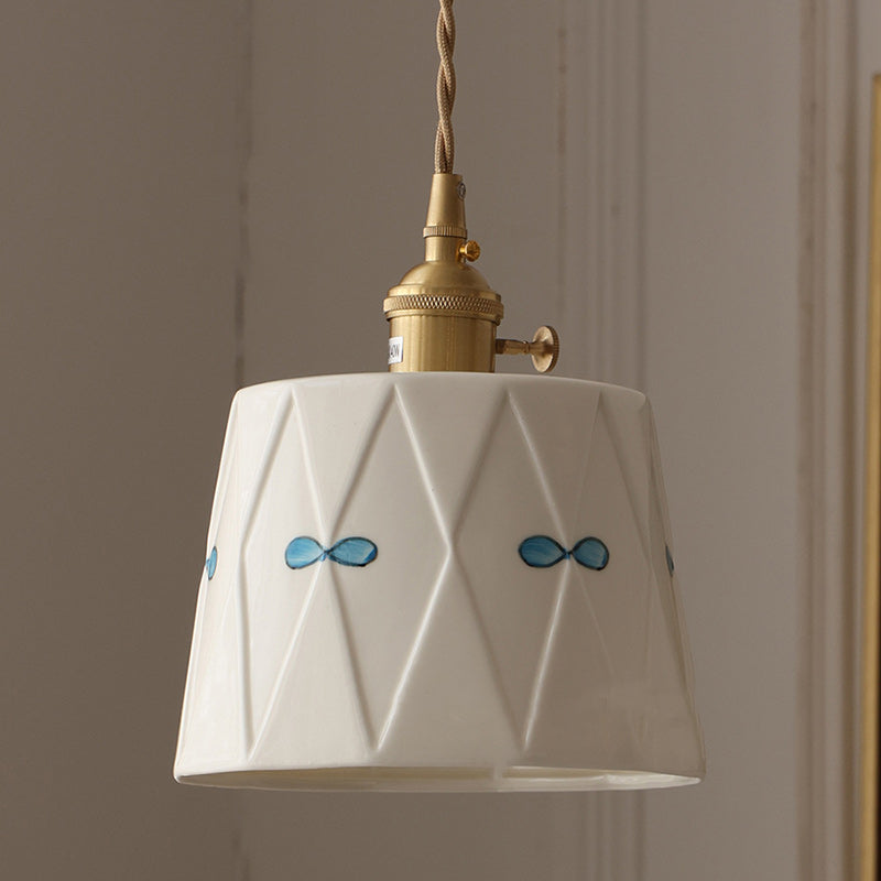 Traditional French Hand-Painted Brass Pendant Light for Dining Room