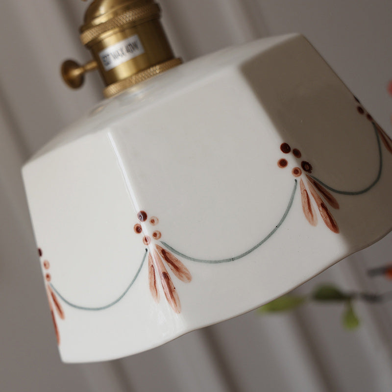 Traditional French Hand-Painted Brass Pendant Light for Dining Room