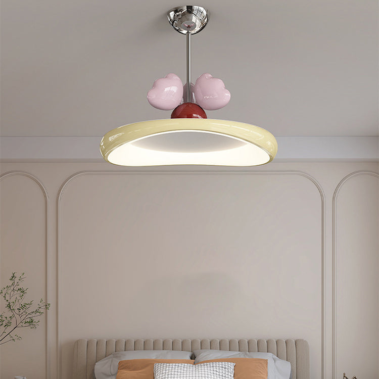 Contemporary Nordic Kids Iron Acrylic Round Heart LED Pendant Light for Bedroom Stylish Ceiling Fixture Decorative Lighting for Children's Room Modern Heart-Shaped Design Energy-Efficient Bedroom Light Fixture Cute Kids Room Decor Hanging Light