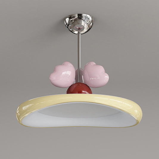 Contemporary Nordic Kids Iron Acrylic Round Heart LED Pendant Light for Bedroom Stylish Ceiling Fixture Decorative Lighting for Children's Room Modern Heart-Shaped Design Energy-Efficient Bedroom Light Fixture Cute Kids Room Decor Hanging Light