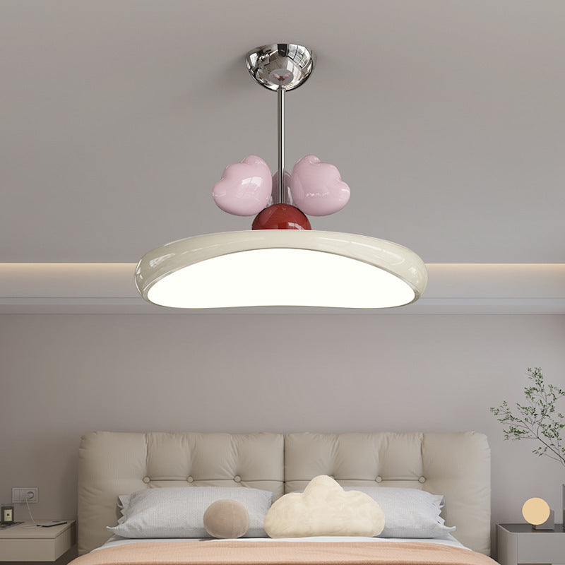 Contemporary Nordic Kids Iron Acrylic Round Heart LED Pendant Light for Bedroom Stylish Ceiling Fixture Decorative Lighting for Children's Room Modern Heart-Shaped Design Energy-Efficient Bedroom Light Fixture Cute Kids Room Decor Hanging Light