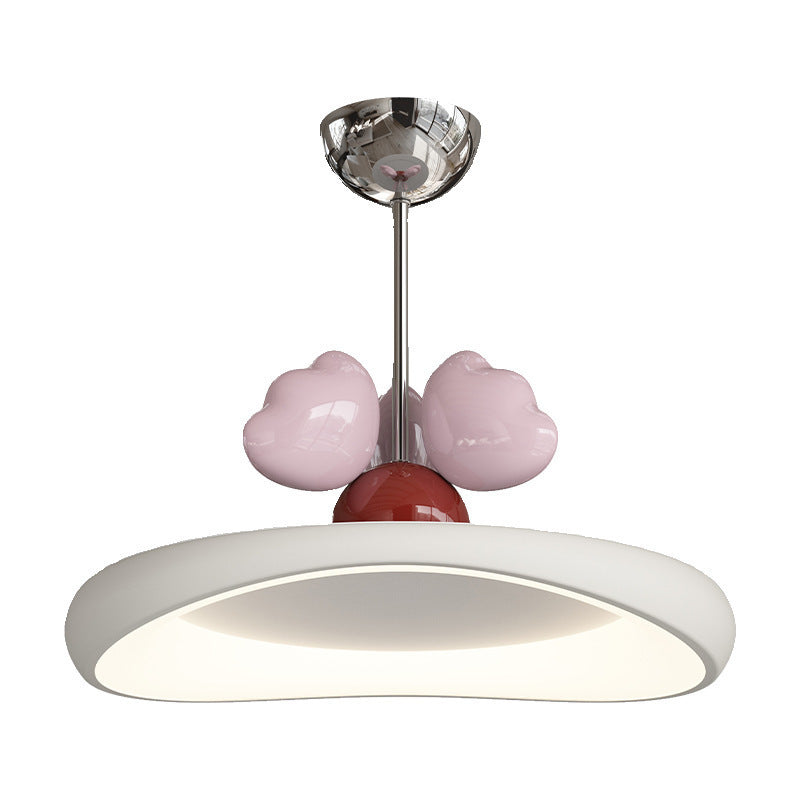 Contemporary Nordic Kids Iron Acrylic Round Heart LED Pendant Light for Bedroom Stylish Ceiling Fixture Decorative Lighting for Children's Room Modern Heart-Shaped Design Energy-Efficient Bedroom Light Fixture Cute Kids Room Decor Hanging Light