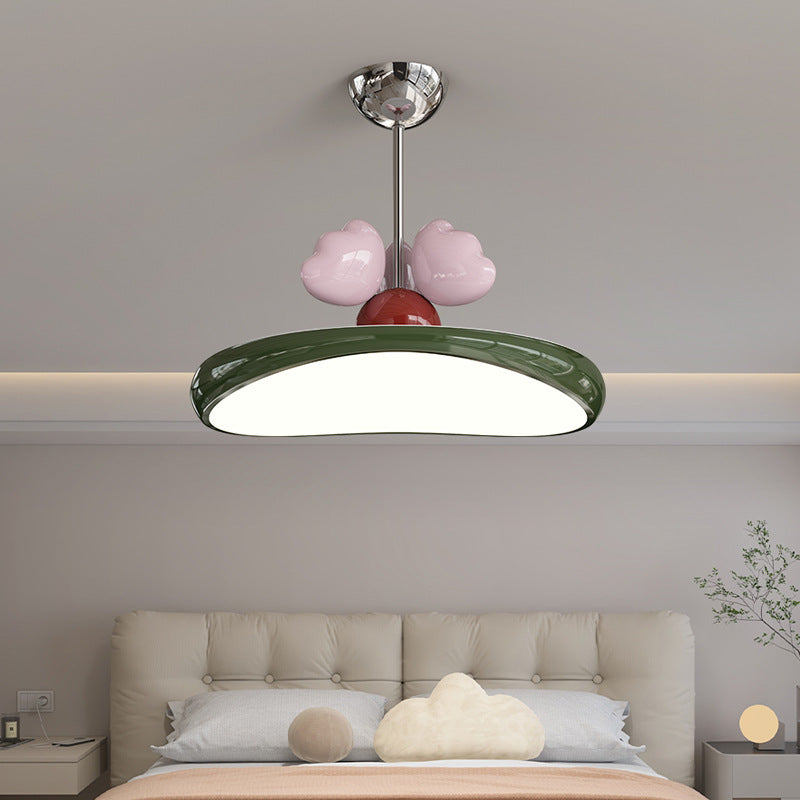Contemporary Nordic Kids Iron Acrylic Round Heart LED Pendant Light for Bedroom Stylish Ceiling Fixture Decorative Lighting for Children's Room Modern Heart-Shaped Design Energy-Efficient Bedroom Light Fixture Cute Kids Room Decor Hanging Light
