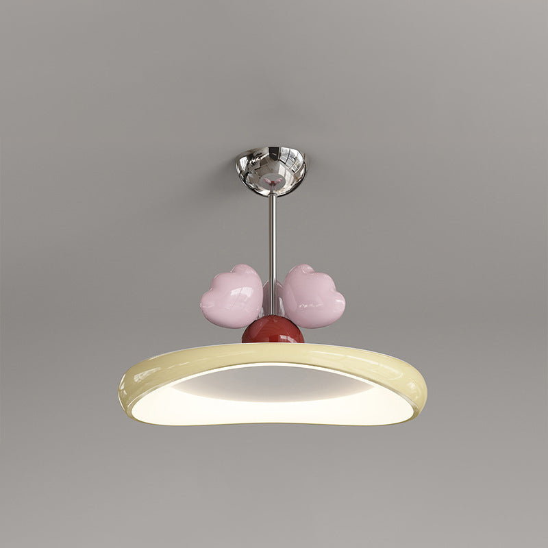 Contemporary Nordic Kids Iron Acrylic Round Heart LED Pendant Light for Bedroom Stylish Ceiling Fixture Decorative Lighting for Children's Room Modern Heart-Shaped Design Energy-Efficient Bedroom Light Fixture Cute Kids Room Decor Hanging Light