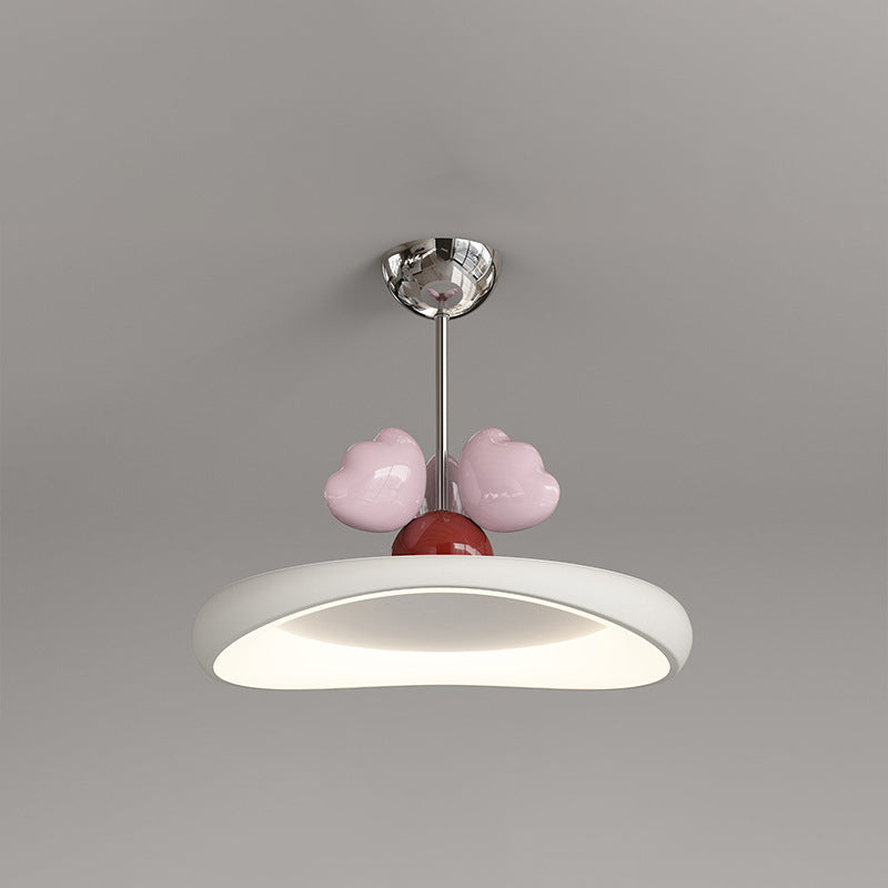 Contemporary Nordic Kids Iron Acrylic Round Heart LED Pendant Light for Bedroom Stylish Ceiling Fixture Decorative Lighting for Children's Room Modern Heart-Shaped Design Energy-Efficient Bedroom Light Fixture Cute Kids Room Decor Hanging Light