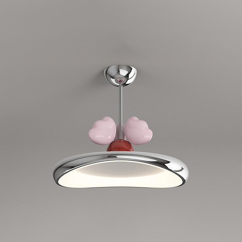 Contemporary Nordic Kids Iron Acrylic Round Heart LED Pendant Light for Bedroom Stylish Ceiling Fixture Decorative Lighting for Children's Room Modern Heart-Shaped Design Energy-Efficient Bedroom Light Fixture Cute Kids Room Decor Hanging Light