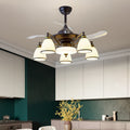 Traditional Chinese Iron Glass Acrylic Ceiling Fan Light - 5/6/8/10 Light Downrods for Living Room