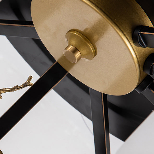 Traditional Chinese Iron Glass ABS Cylinder Deer 10-Light Ceiling Fan Light for Living Room