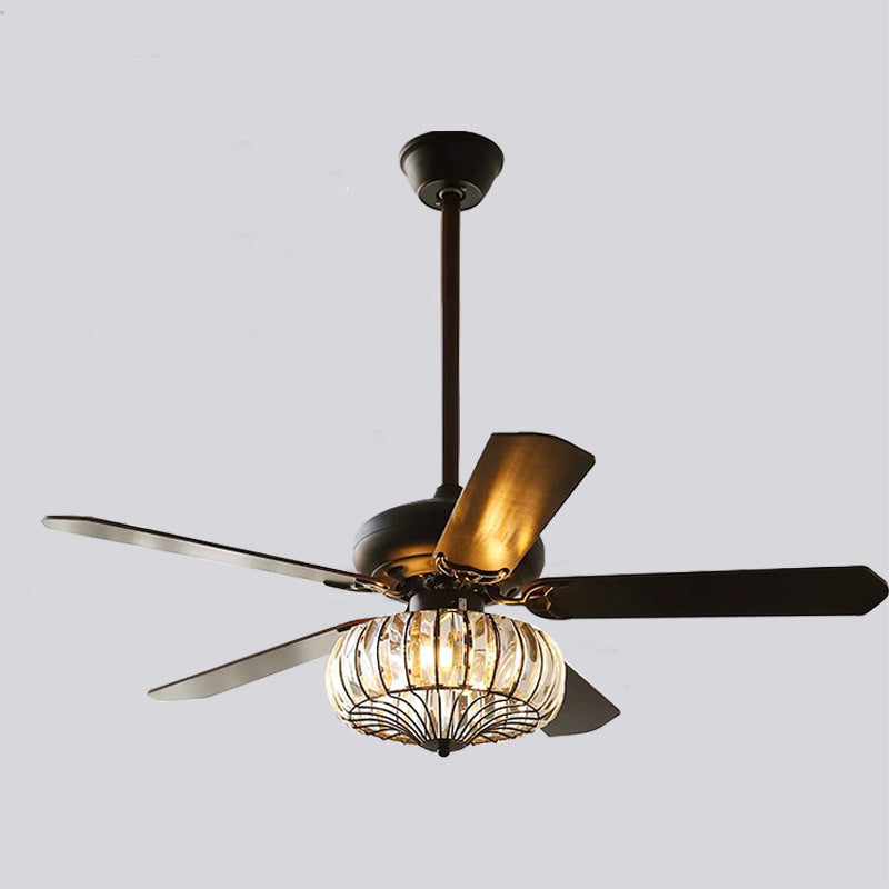 Contemporary Retro Floral Round Ceiling Fan Light - 2/5 Light Downrods for Living Room

Elevate your living room with this stylish ceiling fan light featuring a contemporary retro design. This versatile fixture combines glass, wood, and iron elements for