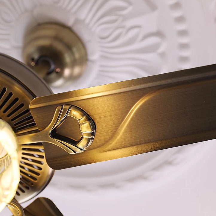 Contemporary Retro Floral Round Ceiling Fan Light - 2/5 Light Downrods for Living Room

Elevate your living room with this stylish ceiling fan light featuring a contemporary retro design. This versatile fixture combines glass, wood, and iron elements for