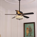 Contemporary Retro Floral Round Ceiling Fan Light - 2/5 Light Downrods for Living Room

Elevate your living room with this stylish ceiling fan light featuring a contemporary retro design. This versatile fixture combines glass, wood, and iron elements for