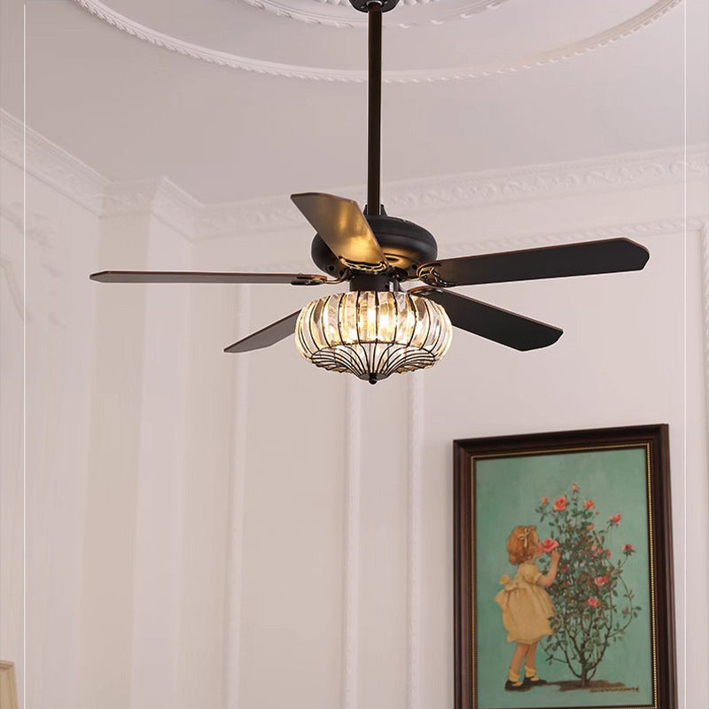 Contemporary Retro Floral Round Ceiling Fan Light - 2/5 Light Downrods for Living Room

Elevate your living room with this stylish ceiling fan light featuring a contemporary retro design. This versatile fixture combines glass, wood, and iron elements for