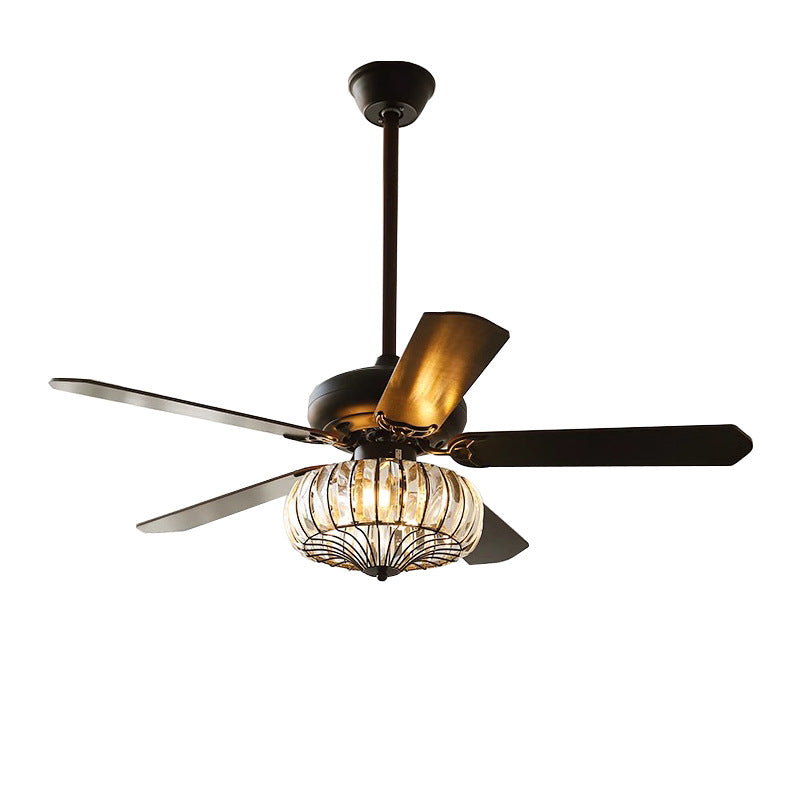 Contemporary Retro Floral Round Ceiling Fan Light - 2/5 Light Downrods for Living Room

Elevate your living room with this stylish ceiling fan light featuring a contemporary retro design. This versatile fixture combines glass, wood, and iron elements for