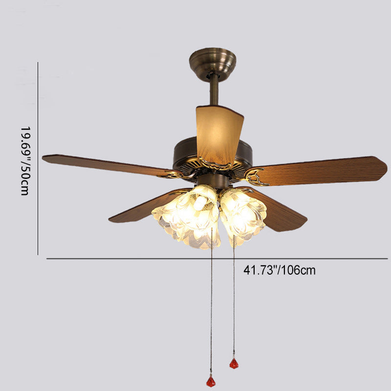 Contemporary Retro Floral Round Ceiling Fan Light - 2/5 Light Downrods for Living Room

Elevate your living room with this stylish ceiling fan light featuring a contemporary retro design. This versatile fixture combines glass, wood, and iron elements for