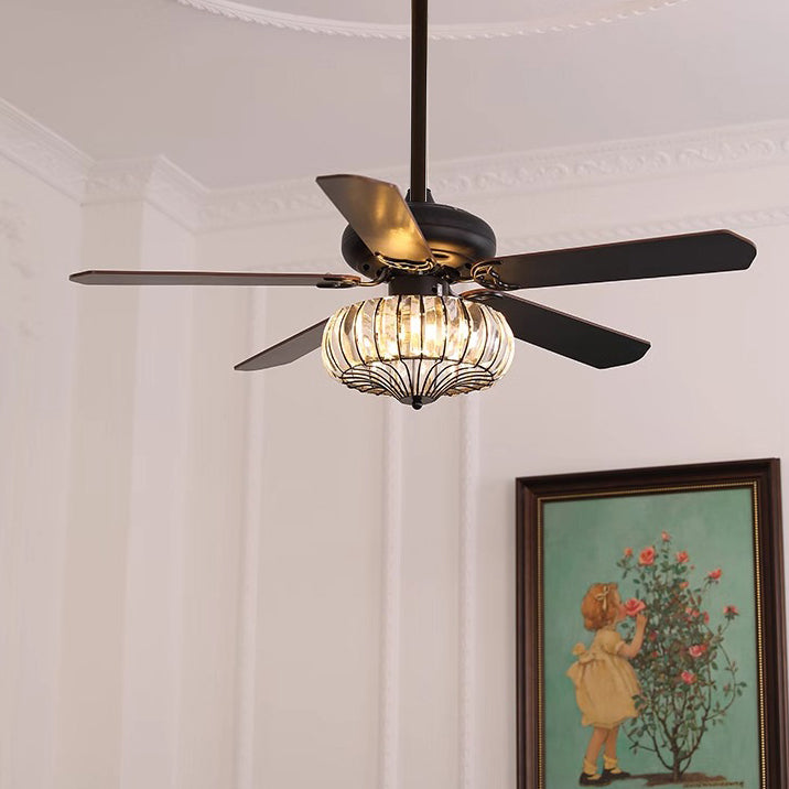 Contemporary Retro Floral Round Ceiling Fan Light - 2/5 Light Downrods for Living Room

Elevate your living room with this stylish ceiling fan light featuring a contemporary retro design. This versatile fixture combines glass, wood, and iron elements for