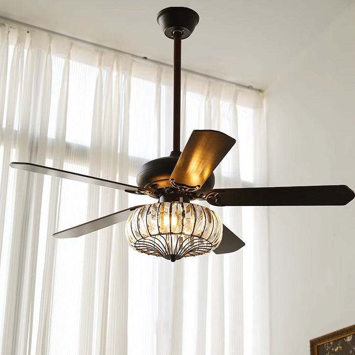 Contemporary Retro Floral Round Ceiling Fan Light - 2/5 Light Downrods for Living Room

Elevate your living room with this stylish ceiling fan light featuring a contemporary retro design. This versatile fixture combines glass, wood, and iron elements for