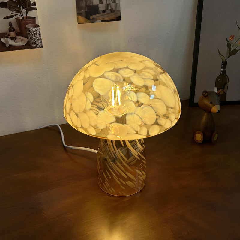 Modern Art Deco Glass Mushroom Dome Table Lamp for Nightstand