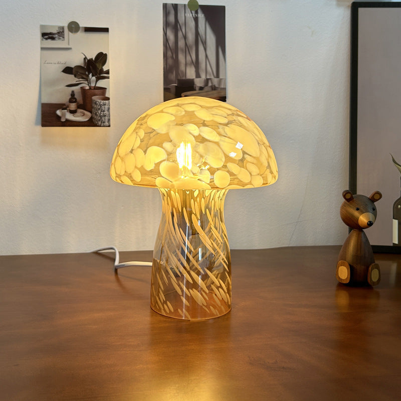 Modern Art Deco Glass Mushroom Dome Table Lamp for Nightstand
