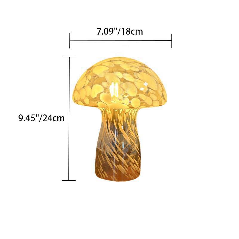 Modern Art Deco Glass Mushroom Dome 1-Light Table Lamp Bedside Decor Stylish Nightstand Lighting Unique Home Accessory Elegant Glass Shade Contemporary Design Minimalist Table Lighting Statement Piece for Bedroom Luxury Illumination Decor Accent Light Fix