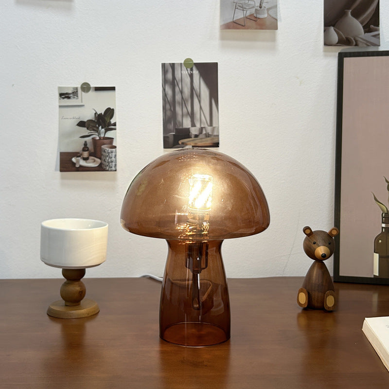 Modern Art Deco Glass Mushroom Dome Table Lamp for Nightstand