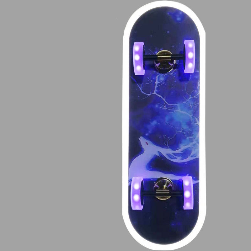 Contemporary Creative Kids Iron Acrylic Elliptical Skateboard LED Flush Mount Ceiling Light Bedroom Lighting Fixture for Kids Room, Modern Illumination, Unique Design, Fun Decor, Colorful Ceiling Light, Skateboard Theme Light Fixture, LED Lighting for Bed