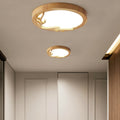 Rustic Deer Horn LED Flush Mount Ceiling Light - Metal & Rubber Wood Design for Bedroom