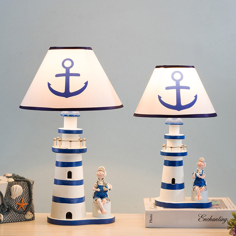 Contemporary Coastal Kids Lighthouse Table Lamp - 1-Light Design for Bedroom Decor