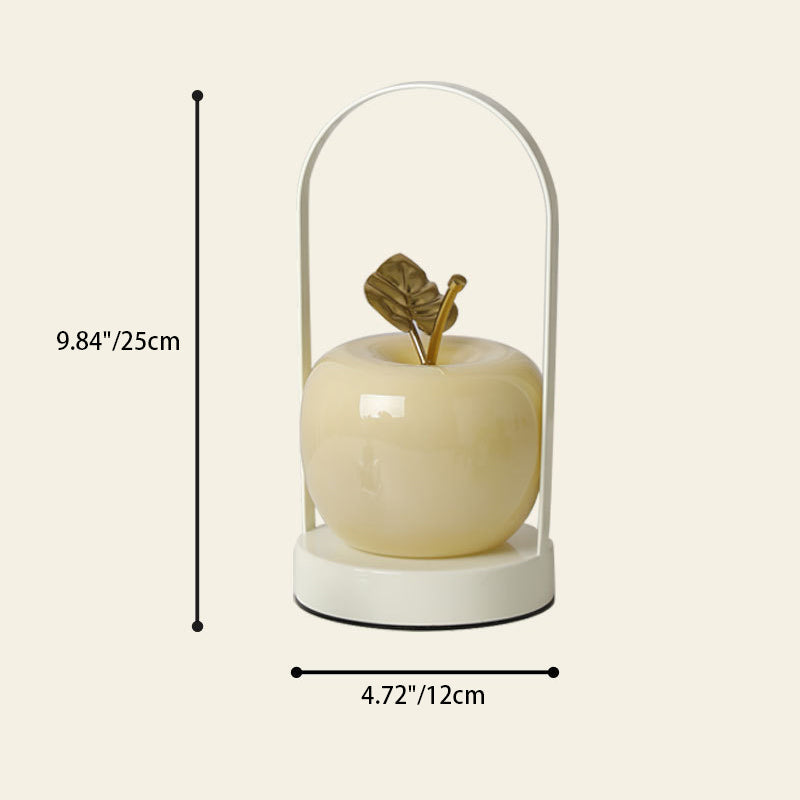 Contemporary Rechargeable Apple LED Table Lamp - Portable Glass Night Light for Bedside