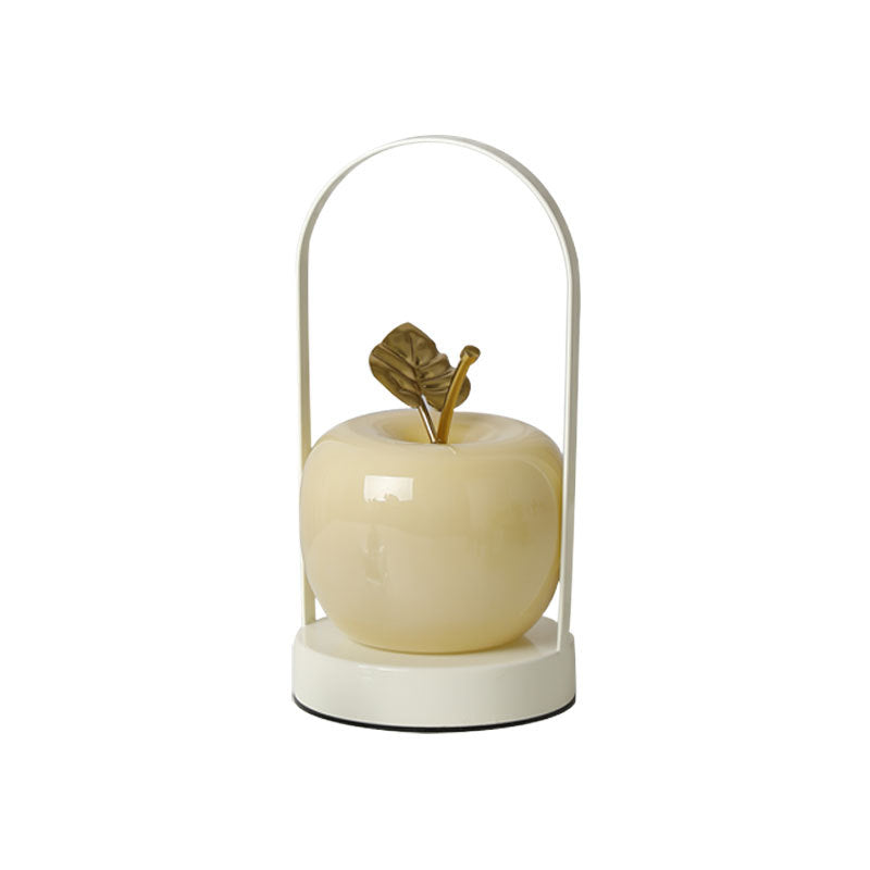 Contemporary Rechargeable Apple LED Table Lamp - Portable Glass Night Light for Bedside