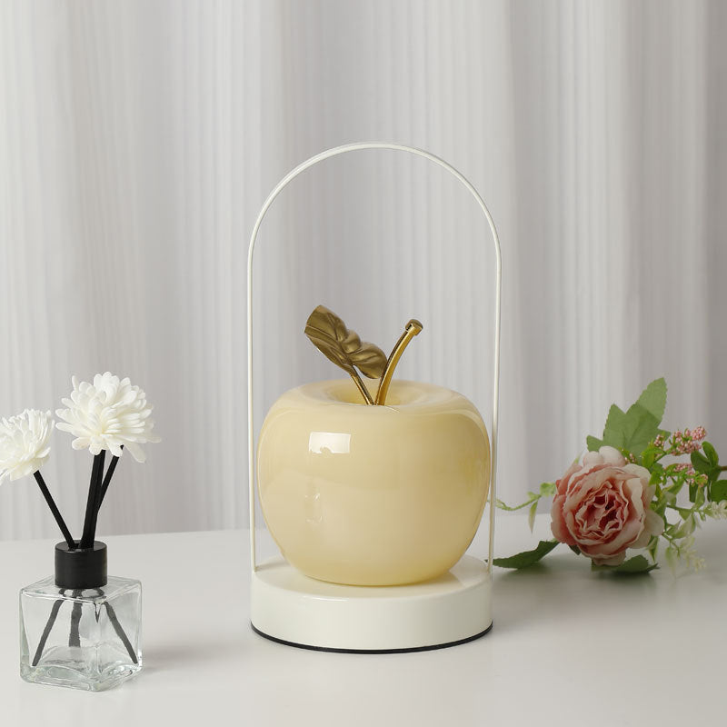 Contemporary Rechargeable Iron Glass Apple LED Table Lamp Night Light Portable Bedside Sleep Aid Modern Design USB Charging Accent Light Cozy Atmosphere Bedroom Reading Lamp Stylish Home Decor Gift Idea Elegant Lighting Solution