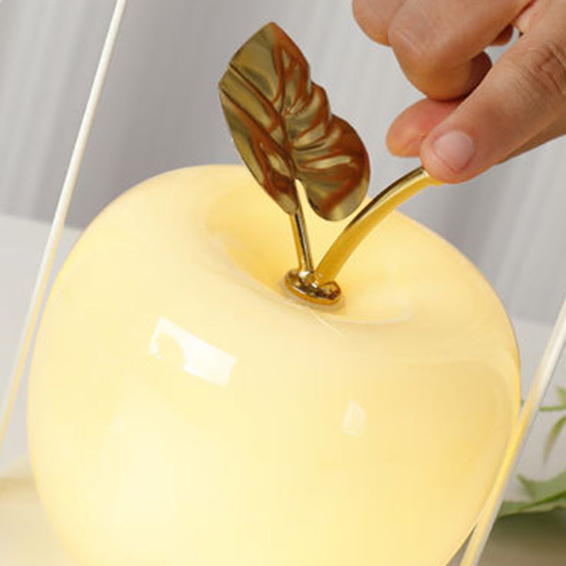 Contemporary Rechargeable Iron Glass Apple LED Table Lamp Night Light Portable Bedside Sleep Aid Modern Design USB Charging Accent Light Cozy Atmosphere Bedroom Reading Lamp Stylish Home Decor Gift Idea Elegant Lighting Solution