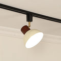 Contemporary Nordic Iron Wood Bowl Adjustable Track Lighting Semi-Flush Mount for Dining Room