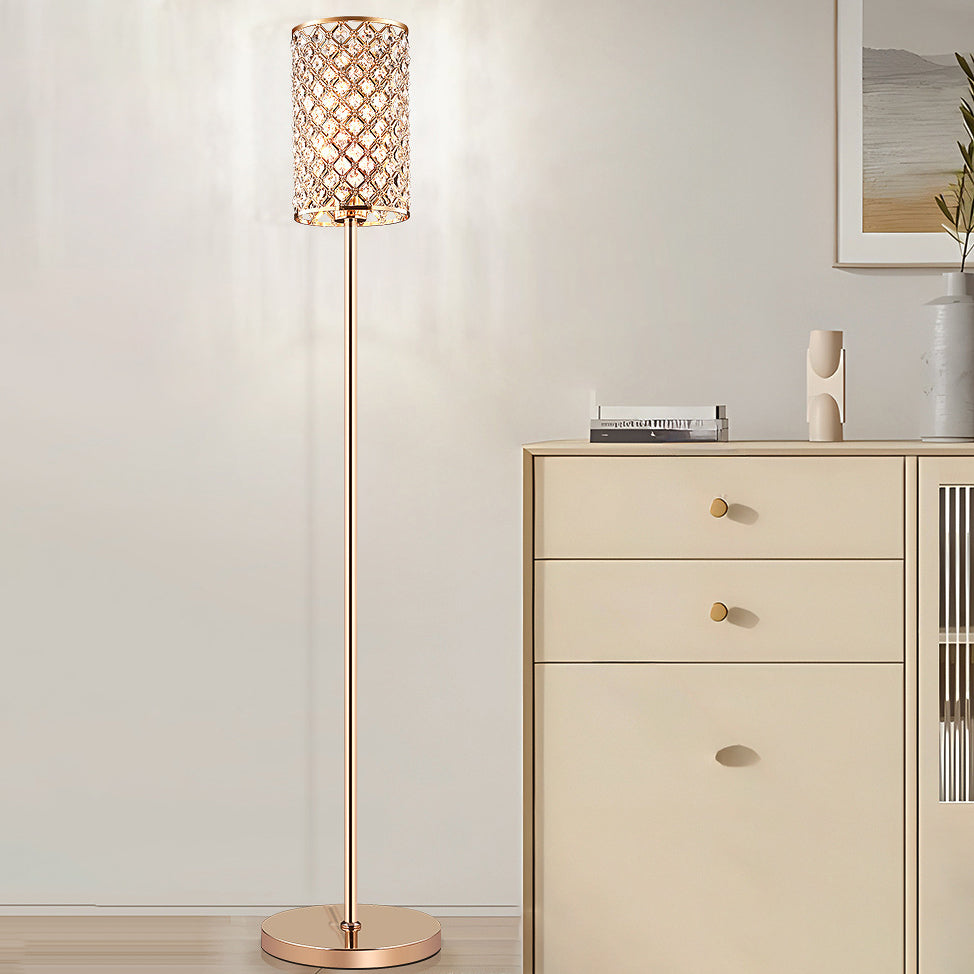 Modern Luxury Iron Crystal Cylinder Floor Lamp for Living Room  

Elevate your living space with this Modern Luxury Iron Crystal Cylinder Floor Lamp. Designed to enhance any decor, this elegant standing floor lamp features a stunning crystal cylinder and