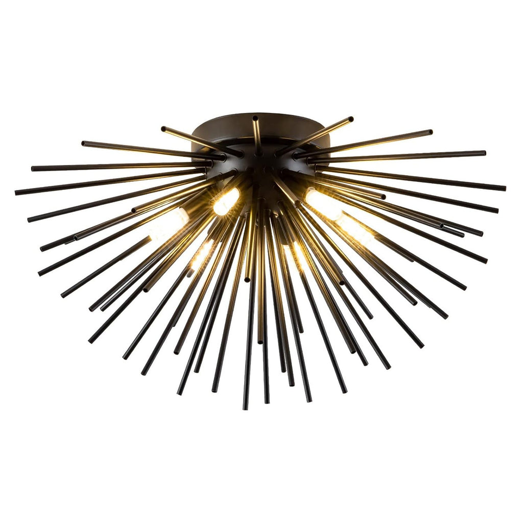 Contemporary Nordic Stainless Steel Firework 6-Light Semi-Flush Mount Ceiling Light for Living Room