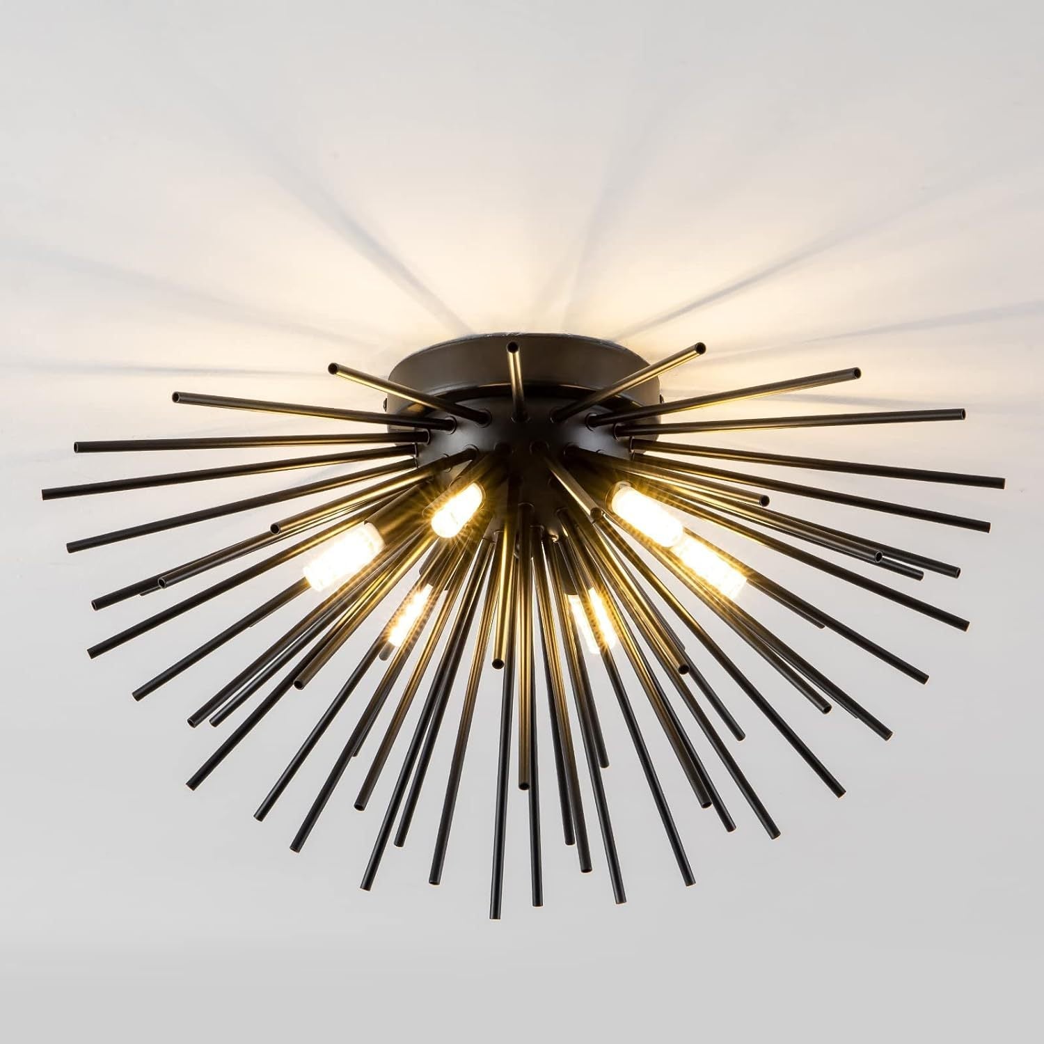 Contemporary Nordic Stainless Steel Firework 6-Light Semi-Flush Mount Ceiling Light for Living Room