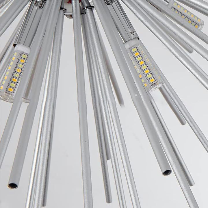 Contemporary Nordic Stainless Steel Firework 6-Light Semi-Flush Mount Ceiling Light for Living Room