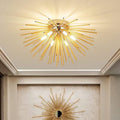 Contemporary Nordic Stainless Steel Firework 6-Light Semi-Flush Mount Ceiling Light for Living Room
