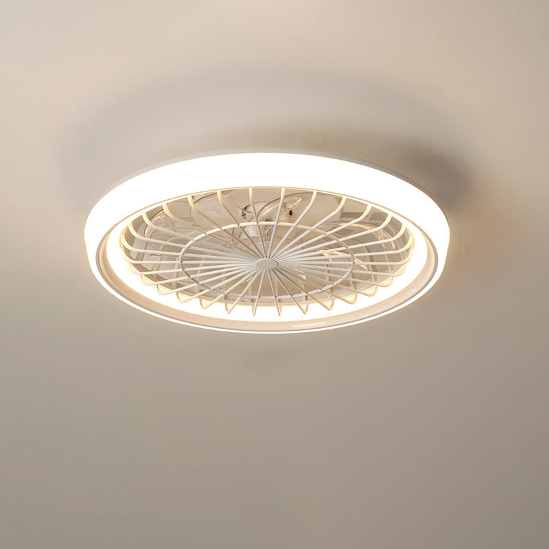 Modern Minimalist LED Semi-Flush Mount Ceiling Fan Light for Bedroom - Iron & Acrylic Design