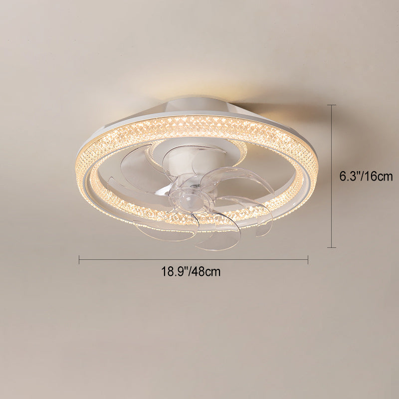 Modern Minimalist LED Semi-Flush Mount Ceiling Fan Light for Bedroom - Iron & Acrylic Design